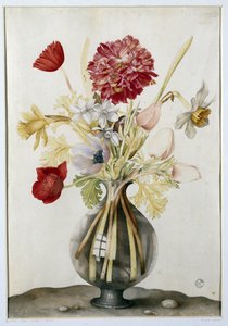 Vase of Flowers with Daffodils, Carnations and Anemones